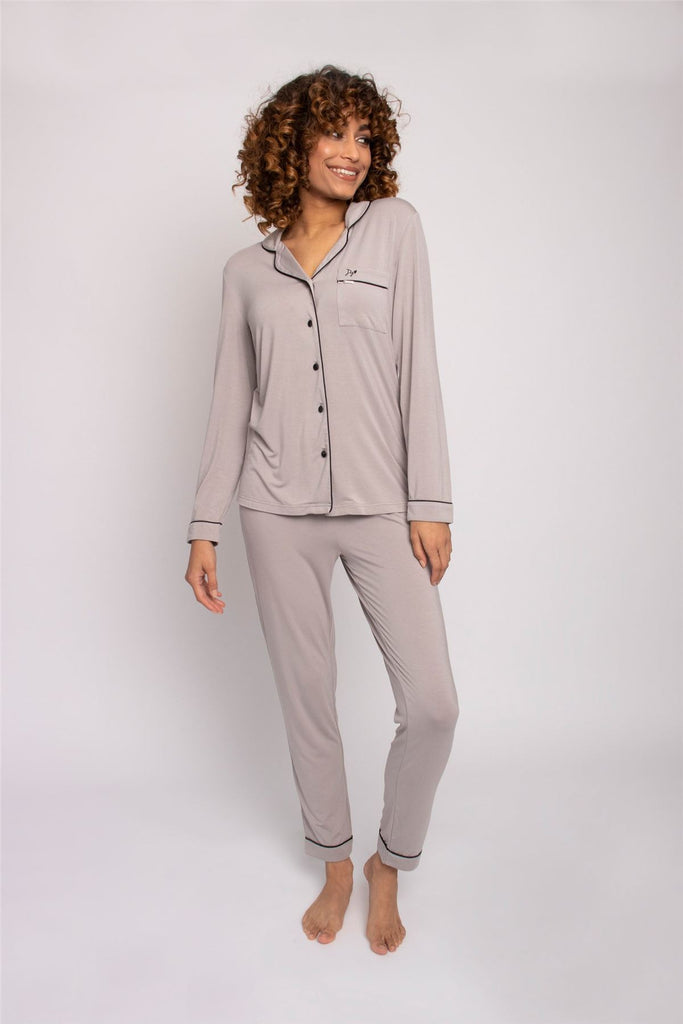 Felina Elysees Rich Satin and Jersey Pajama Set